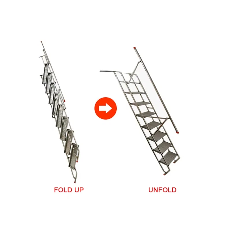 Collapsible Folding Stairs Against Wall